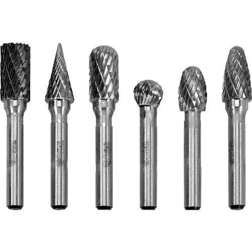 Yato 6 Pcs Rotary File Set 10 mm Diameter and 6 mm Cylindrical Shank, YT-61729