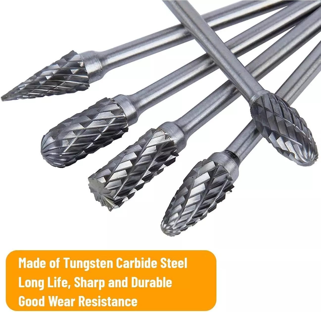 MECRAAF Multiple Shape Double Cut Burr Cutter 5, 7, 10 & 13 mm Head Length, BC-3X6 SET (Set of 10)