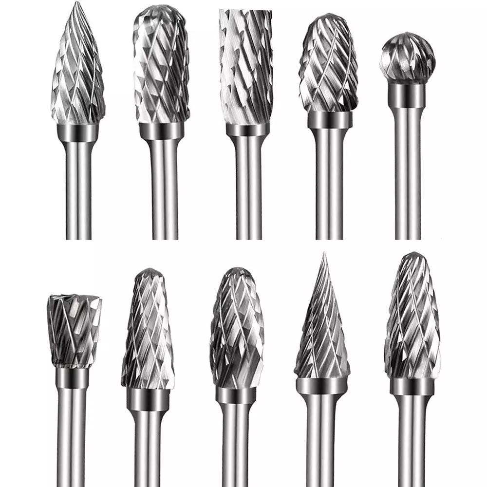MECRAAF Multiple Shape Double Cut Burr Cutter 5, 7, 10 & 13 mm Head Length, BC-3X6 SET (Set of 10)