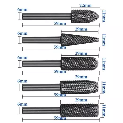generic-5-pcs-hss-rotary-burr-drill-bit-set-14-inch-635-mm-round-shank-black-finish-for-stainless-steel