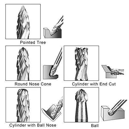 DY TOOLS Double Cut Rotary Burr Set Tungsten Carbide 90° Cutting 3 mm Angle Shank Size (Pack of 20)