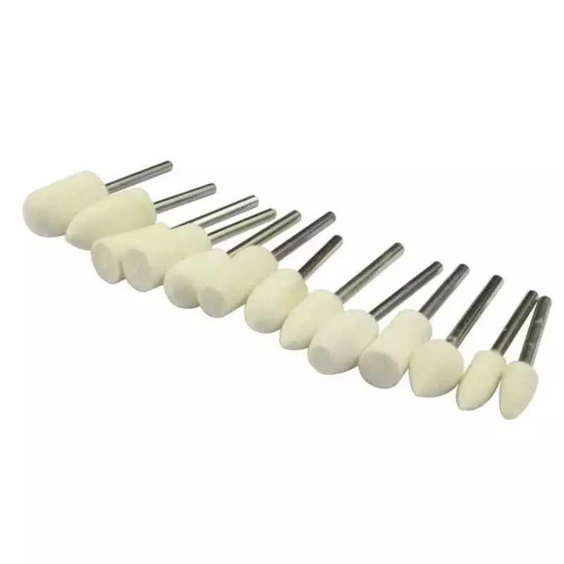 GENERIC Felt Wool Bob Burr Polishing Grinding Set 3 mm (1/8 Inch) Shank Diameter Felt Wool (13 Pcs Set)