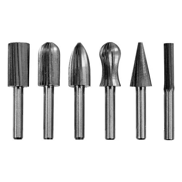 Yato 6 Pcs Rotary File Set 3-15 mm Diameter, 6 mm Holder Size and 0-3000 RPM Speed, YT-61711