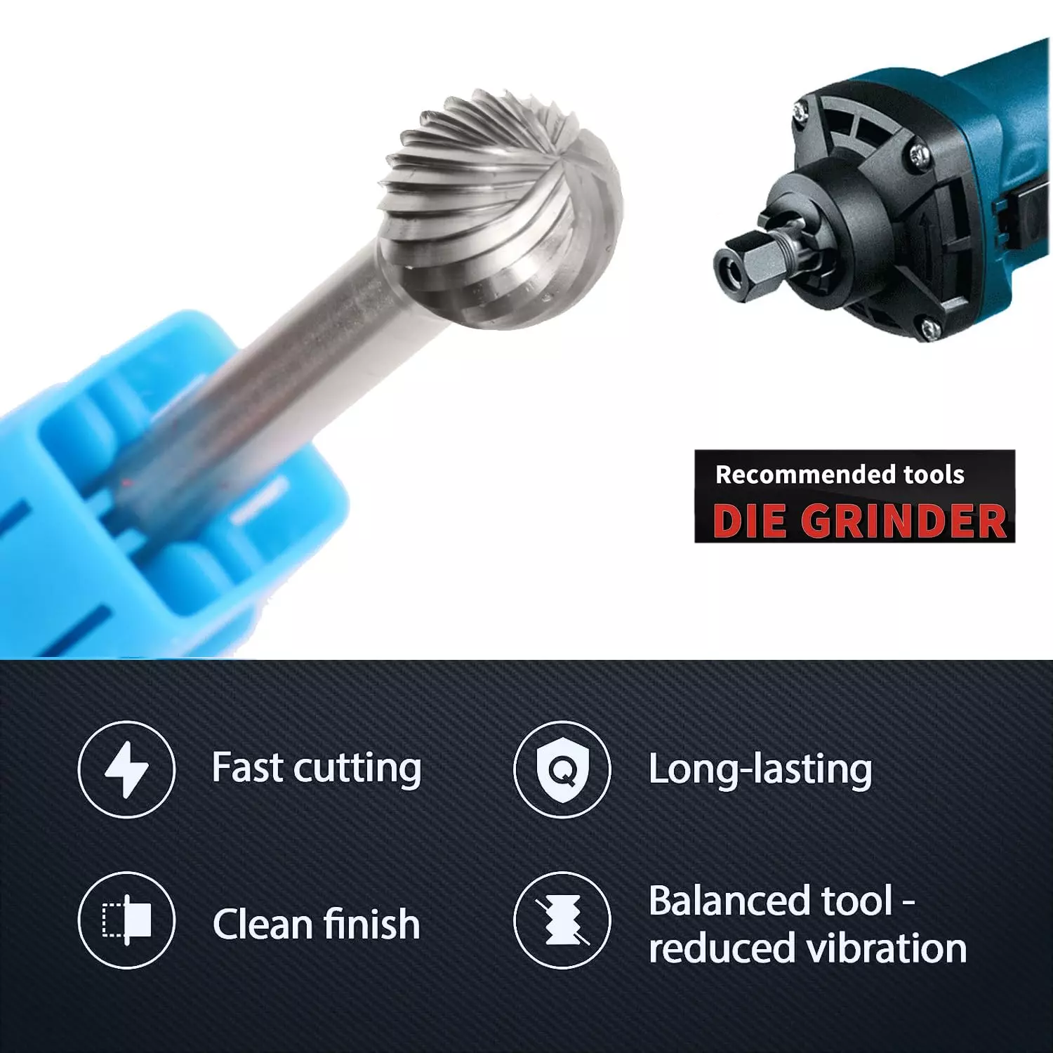 MECRAAF Ball Shape Single Cut Burr Cutter 12.7 mm Head Dia. And 11 mm Length, BC-S4S