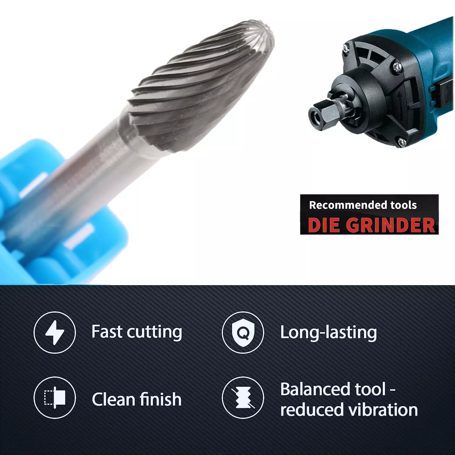 MECRAAF Tree Shape with Radius End Single Cut Burr Cutter 6 mm Head Dia. And 19 mm Length, BC-TB1S