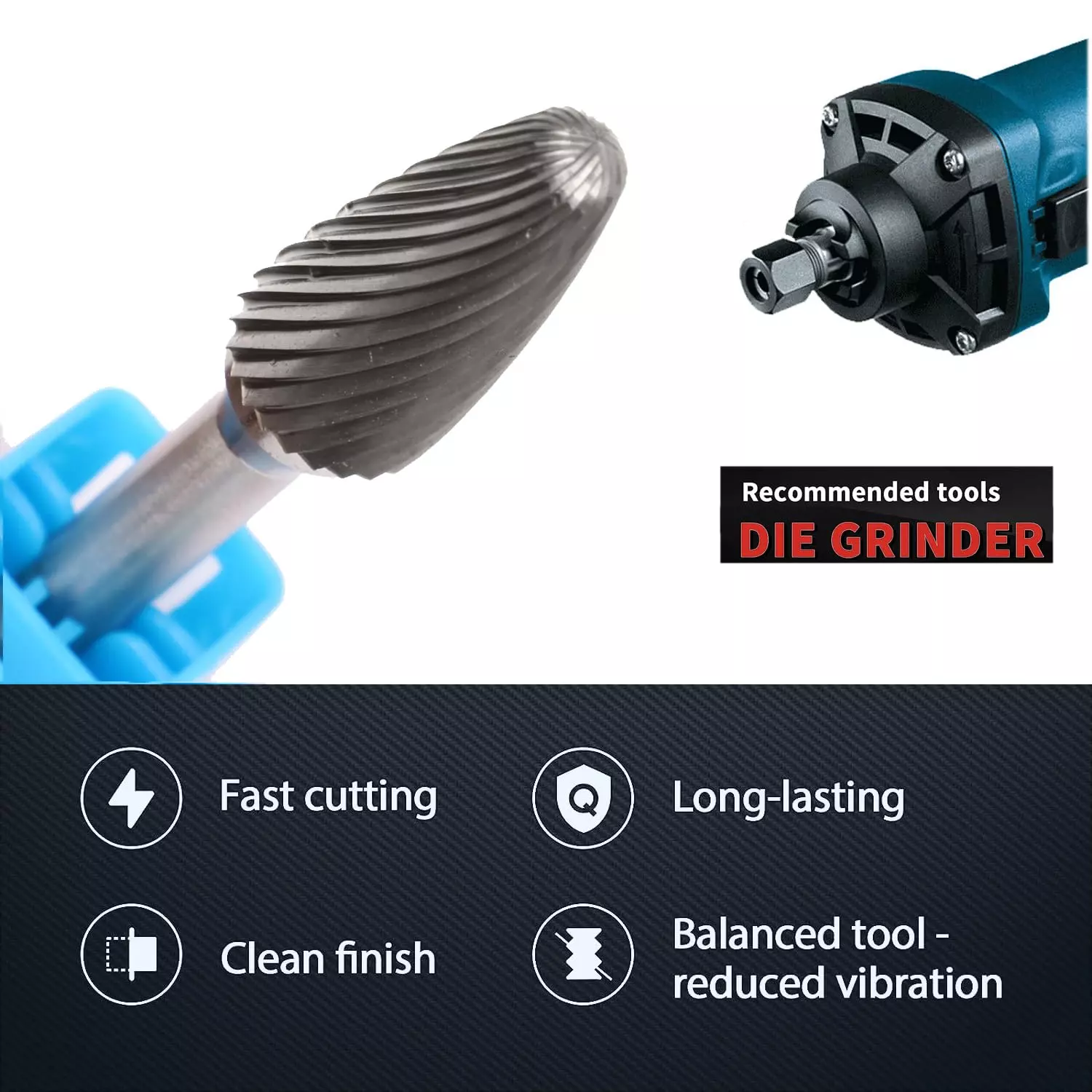 MECRAAF Tree Shape with Radius End Single Cut Burr Cutter 12.5 mm Head Dia. And 25 mm Length, BC-TB3S