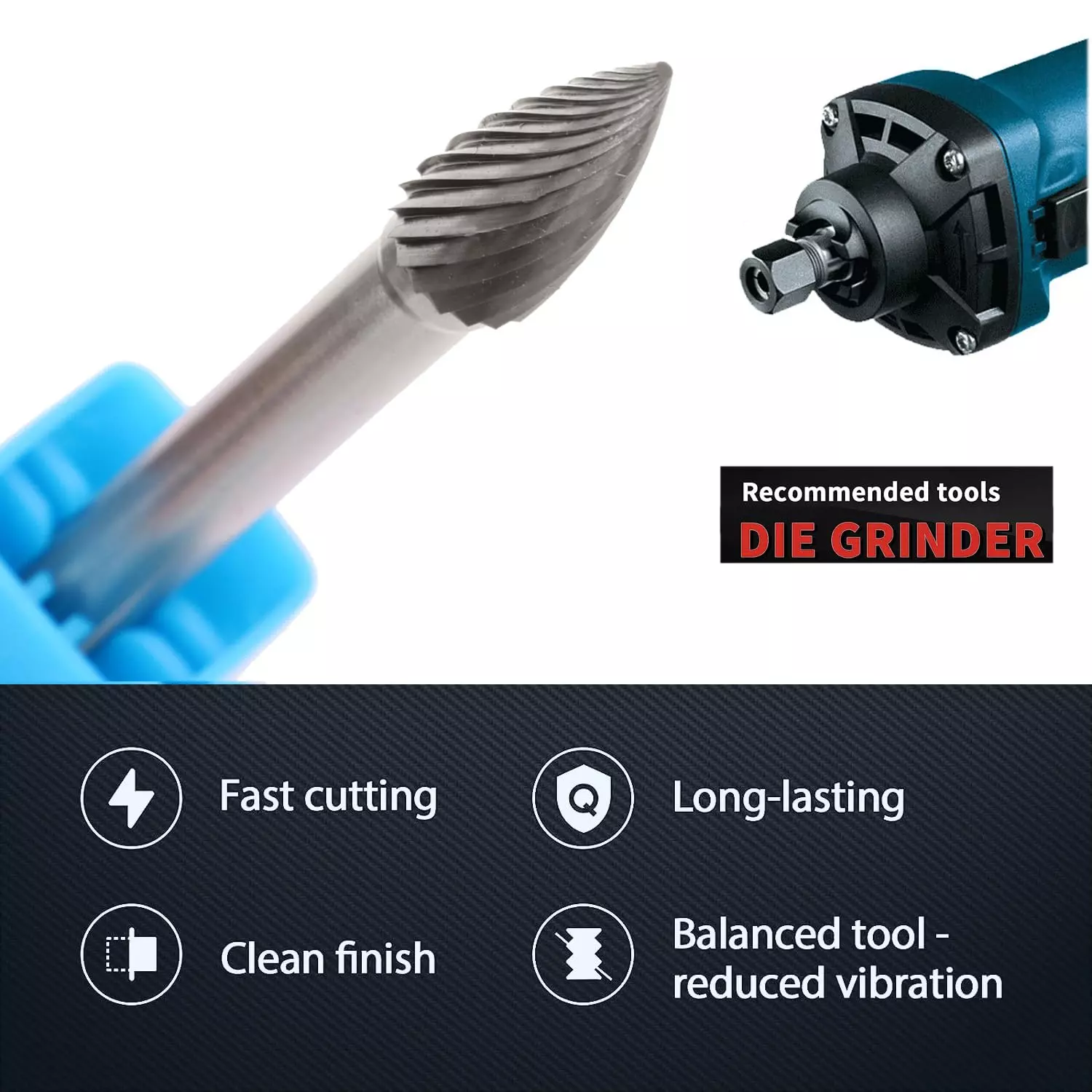 MECRAAF Tree Shape with Point End Single Cut Burr Cutter 19 mm Head Dia. And 6 mm Length, BC-T1S