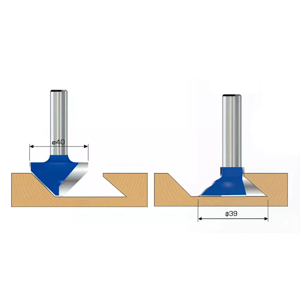 Timus TCT Brazed Router Bit Set TT.HLR 39 mm, 40 mm Cutting Diameter x 12 mm Shank Diameter, TT.HLR.35.32.18 (Set of 2)