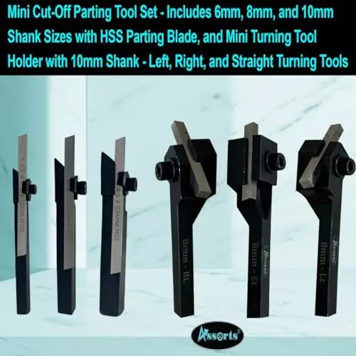 Assorts Mini Cut-Off Parting Tool Set High Speed Steel 10 mm Shank Size for Professional and Hobbyist Use