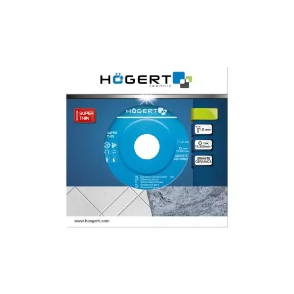 Hogert Technik Diamond Blade 125 mm Diameter x 22.2 mm Bore Size x 1.2 mm Thickness, HT6D722