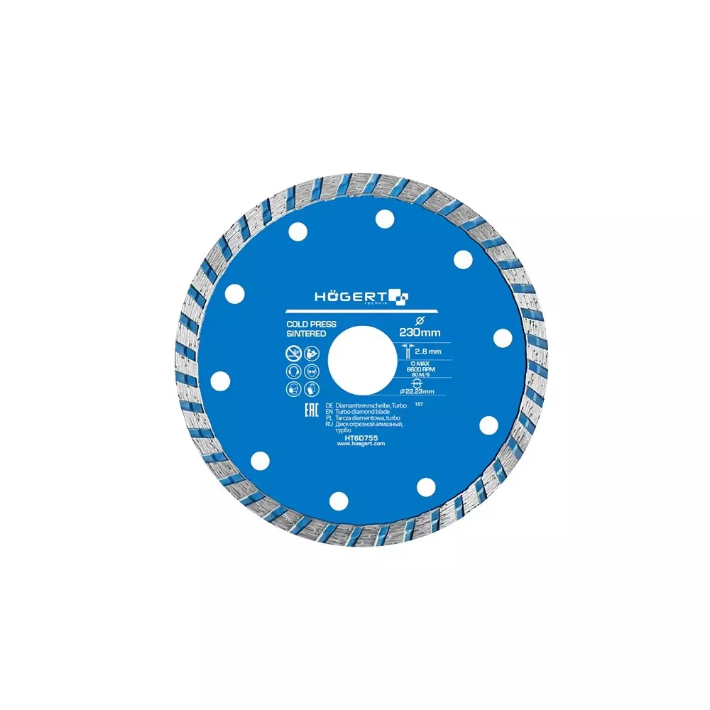 Hogert Technik Diamond Blade Turbo 230 mm Diameter x 22.23 mm Bore Size x 2.8 mm Thickness, HT6D755