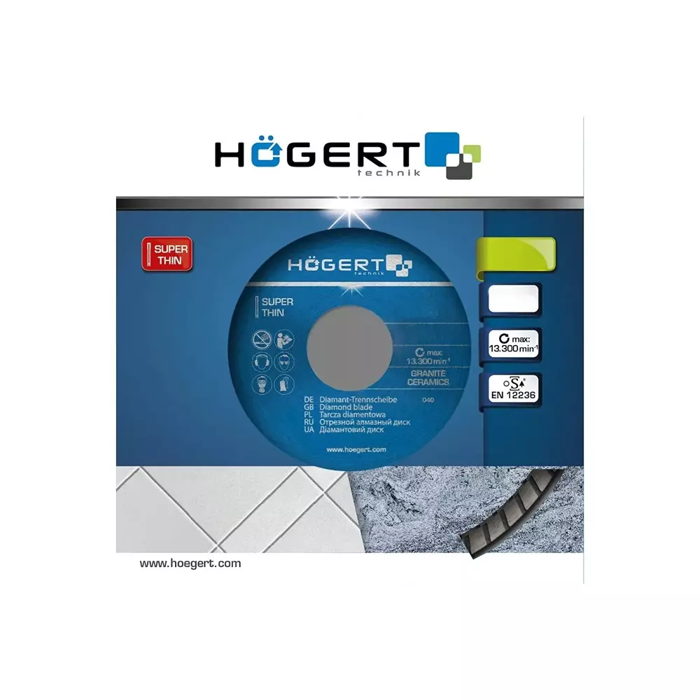 Hogert Technik Diamond Blade Super Thin 230 mm Diameter x 22.2 mm Bore Size x 2.0 mm Thickness, HT6D716
