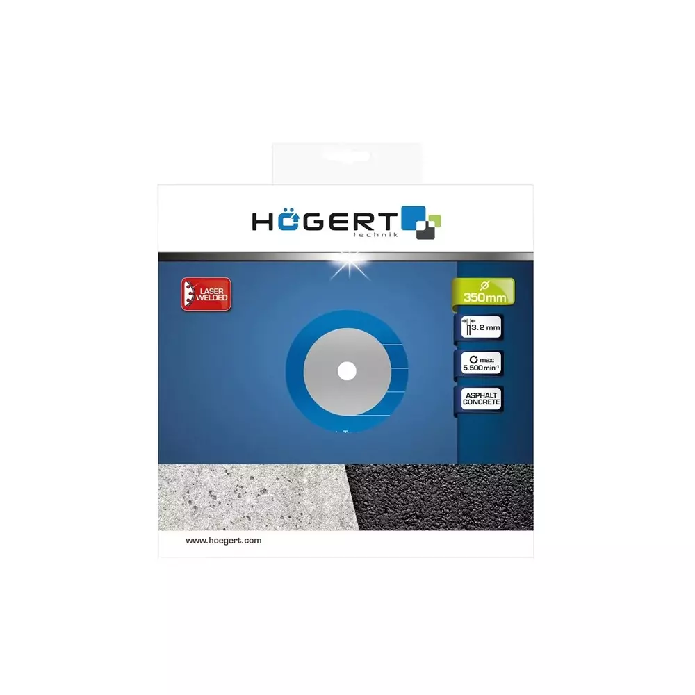 Hogert Technik Diamond Blade Segmented Rim Steel 350 mm Diameter x 25.4 mm Bore Size x 3.2 mm Thickness, HT6D748