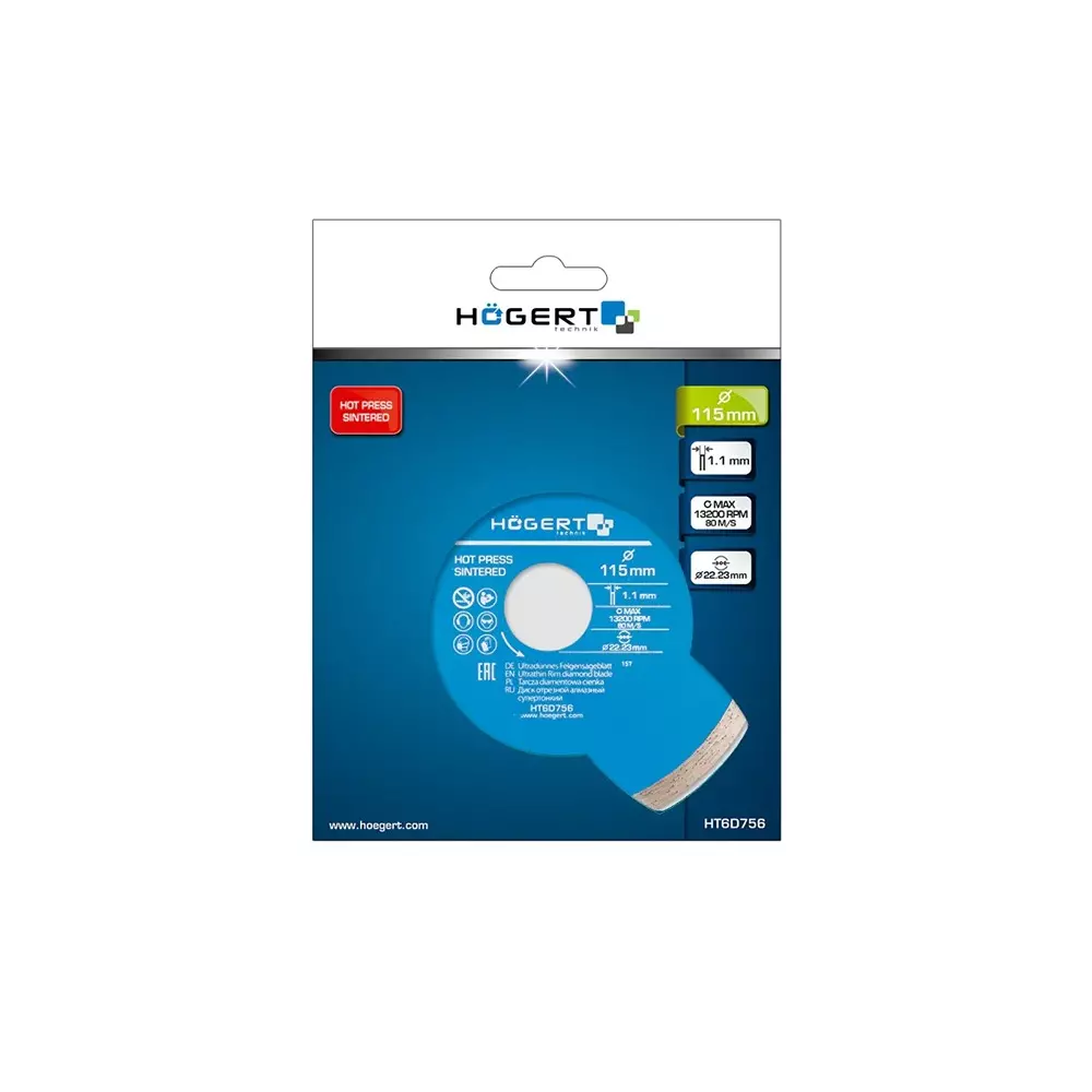 Hogert Technik Diamond Blade Ultra Thin 230 mm Diameter x 22.23 mm Bore Size x 1.8 mm Thickness, HT6D758