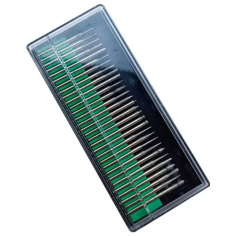 GENERIC Diamond Point Burr Bits Set 3 mm Shank Diameter Industrial Diamonds, Nickel-Plated (30 Pcs)