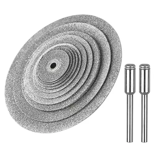 GENERIC Diamond Cutting Blades Drill Bits with 2 Rods Rotary 2.35 mm (0.09 inch) Shank Diameter Silver (1 Kit)