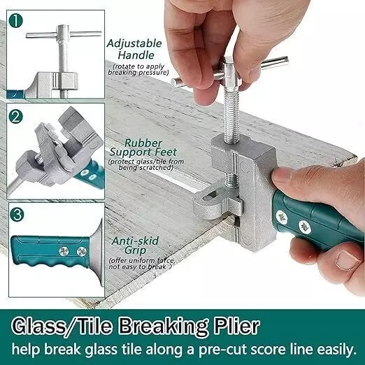 Apu Enterprise Glass Breaking Pliers and Glass Cutter With Gloves Plastic Handle Aluminium Body For Home & Professional Usage