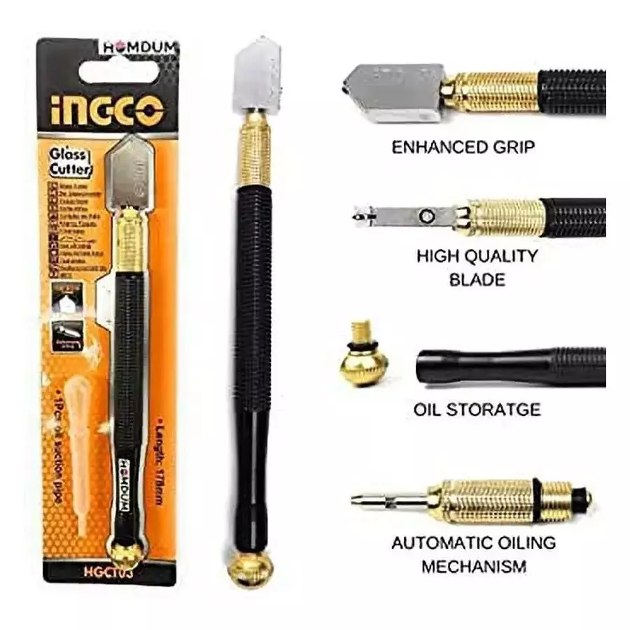 Ingco Glass Cutter Hardened Steel or Carbide Blade and 5000 m Cutting Capacity, HGCT03