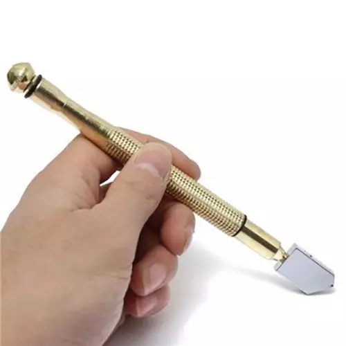 ATOZ Prime Oil Feed Glass Cutter Golden Anti-Slip Handle with Steel Blade for 2 - 19 mm Glass