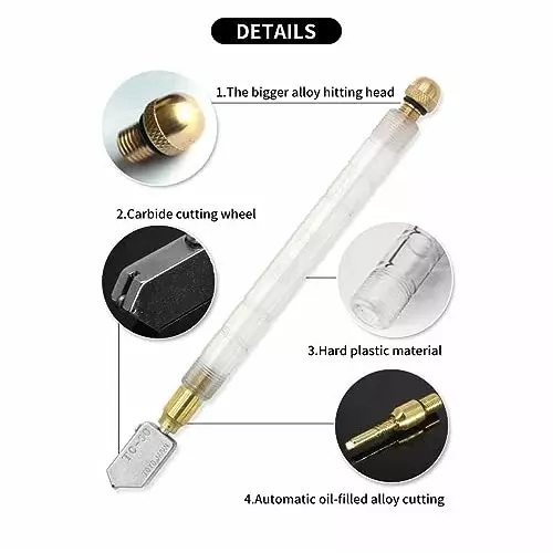 DY TOOLS Straight Glass Cutter Metal Head & Imported Carbide Cutting Tip