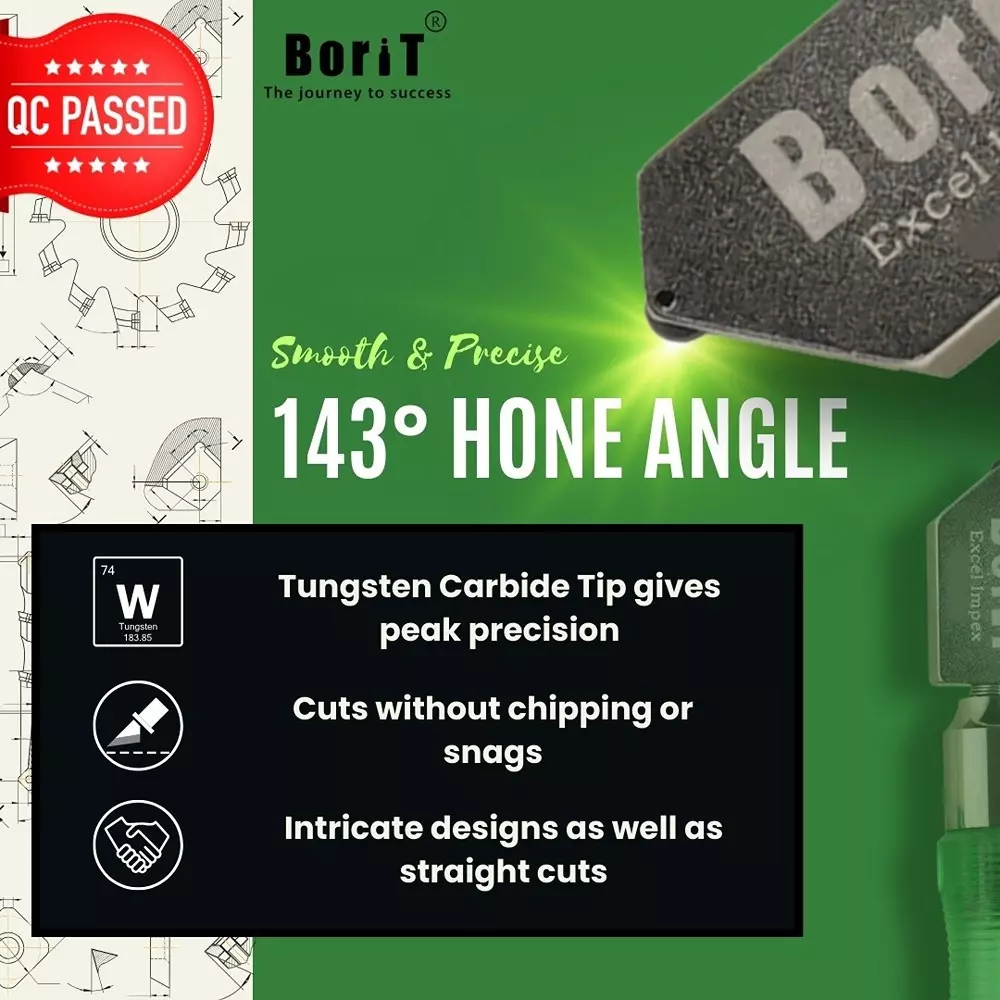 Borit Glass Cutter 3 - 12 mm Size Tungsten Carbide + Metal, XY3