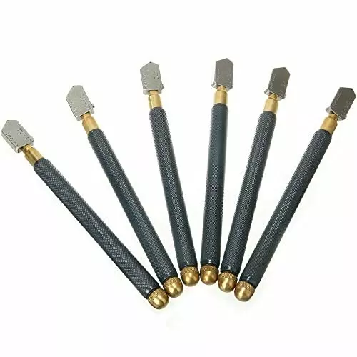 YADAV 6 Pcs Oil Glass Cutter with Metal Handle and Diamond Straight Head Cutting Tool, TC-17