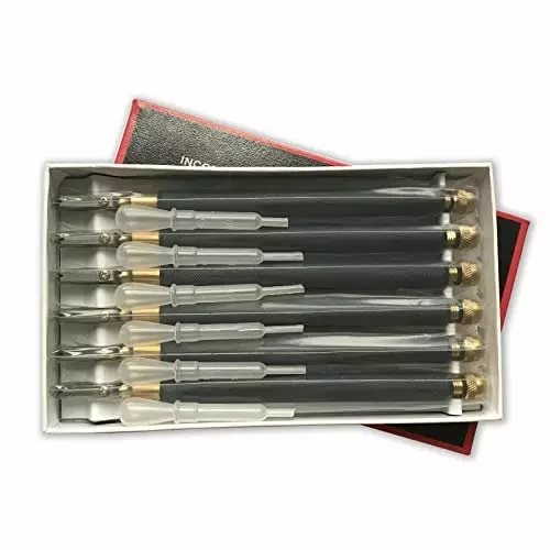 YADAV 6 Pcs Oil Glass Cutter with Metal Handle and Diamond Straight Head Cutting Tool, TC-17