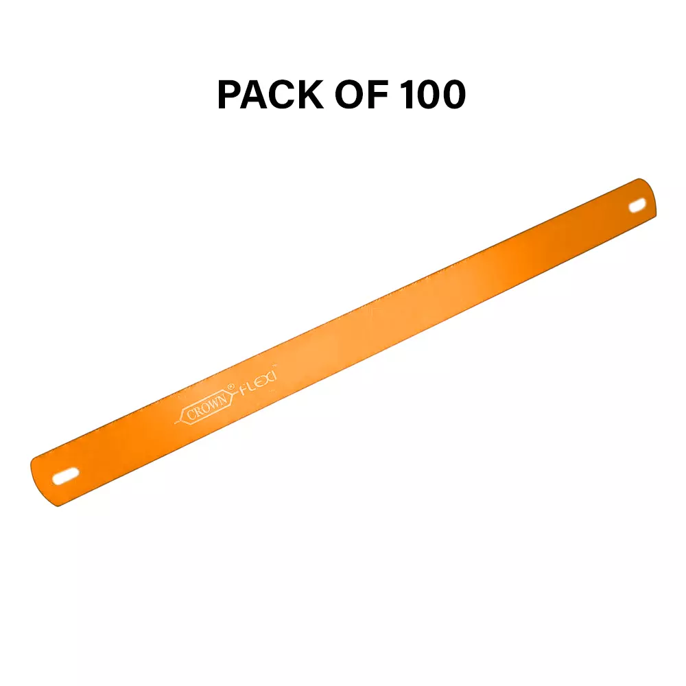 Crown Eco Flexi Hacksaw Blades 24 TPI Orange Color 1/2 Inch (1.27 cm) Size C-62 for Industrial Use, (Pack of 100 Pcs)
