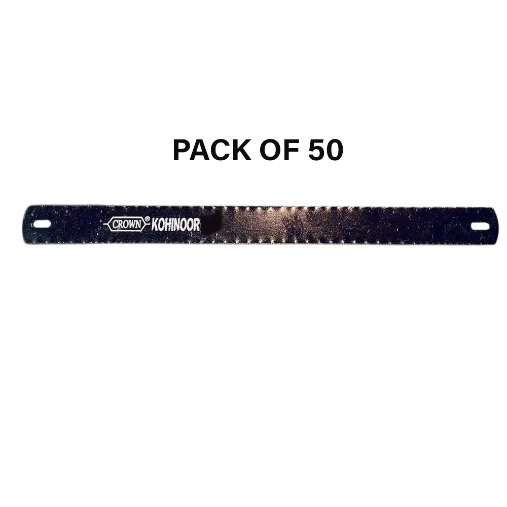 Crown Kohinoor Hacksaw Blades 14 TPI Black Color 1 Inch (2.54 cm) Size C-62 for Industrial Use, (Pack of 50 Pcs)