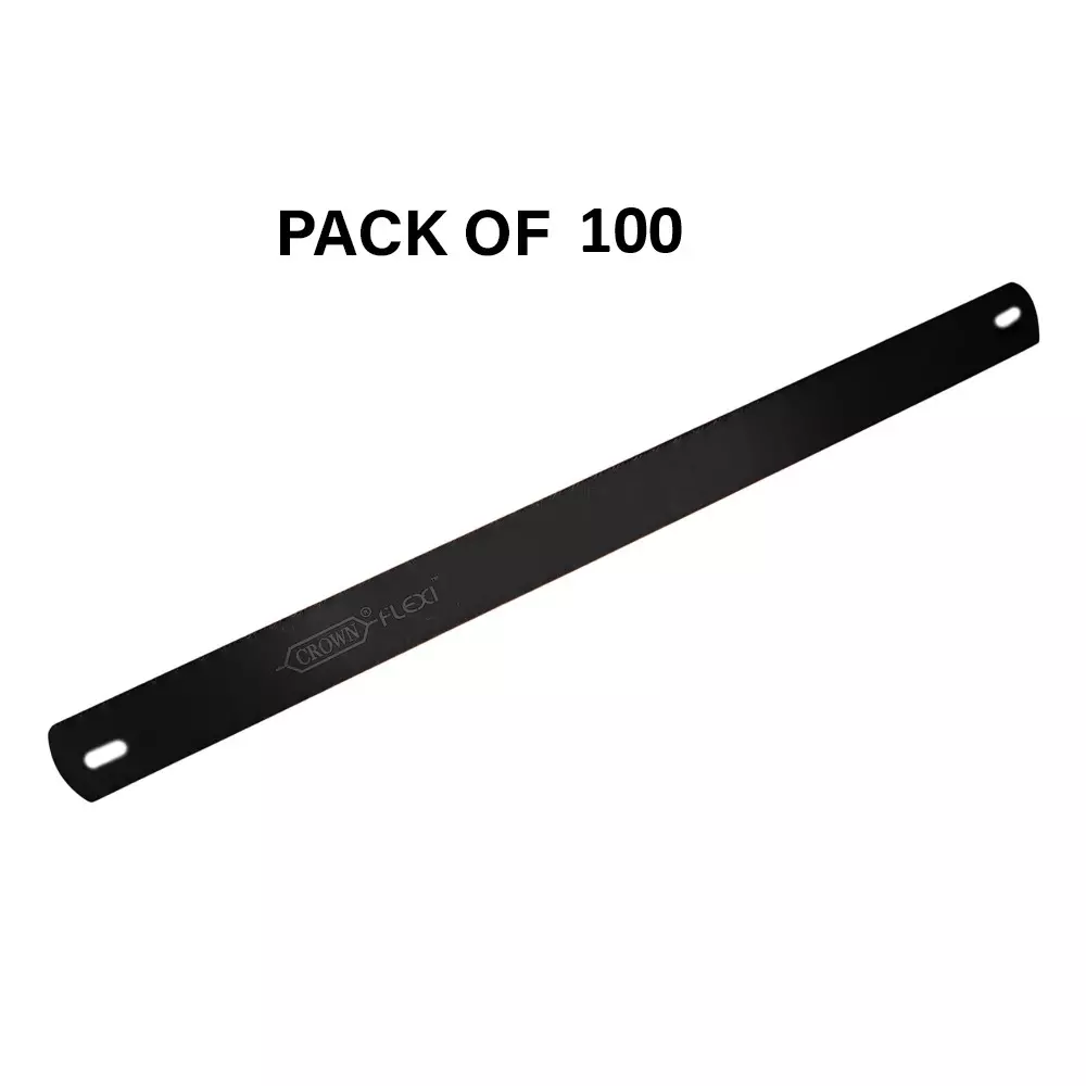 Crown Eco Flexi Hacksaw Blades 24 TPI Black Color 1/2 Inch (1.27 cm) Size C-62 for Industrial Use, (Pack of 100 Pcs)