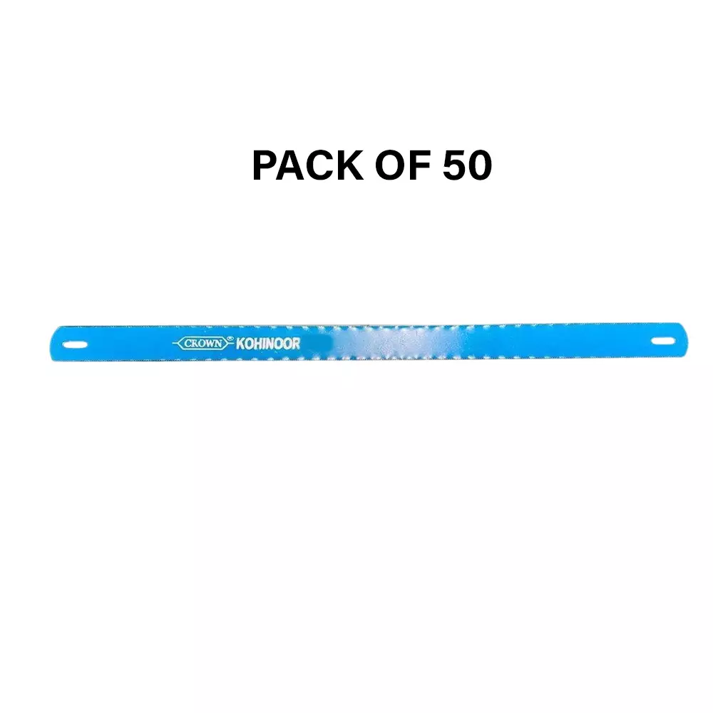 Crown Kohinoor Hacksaw Blades 24 TPI Blue Color 1/2 Inch (1.27 cm) Size C-62 for Industrial Use, (Pack of 50 Pcs)