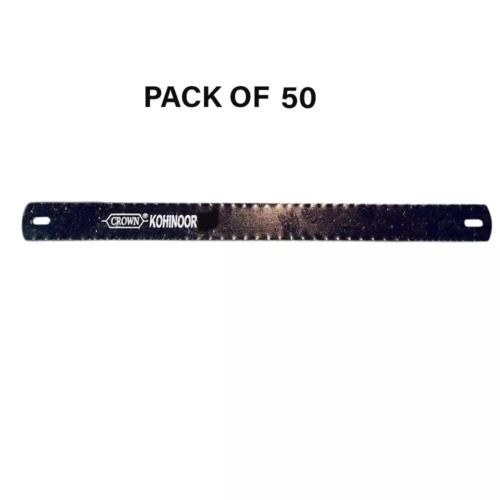 Crown Kohinoor Hacksaw Blades 18 TPI Black Color 1 Inch (2.54 cm) Size C-62 for Industrial Use, (Pack of 50 Pcs)
