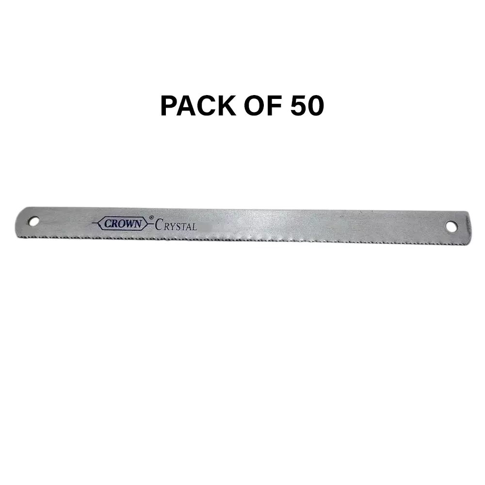Crown Crystal Hacksaw Blades 18 TPI Silver Color 1 Inch (2.54 cm) Size HC-21 for Industrial Use, (Pack of 50 Pcs)