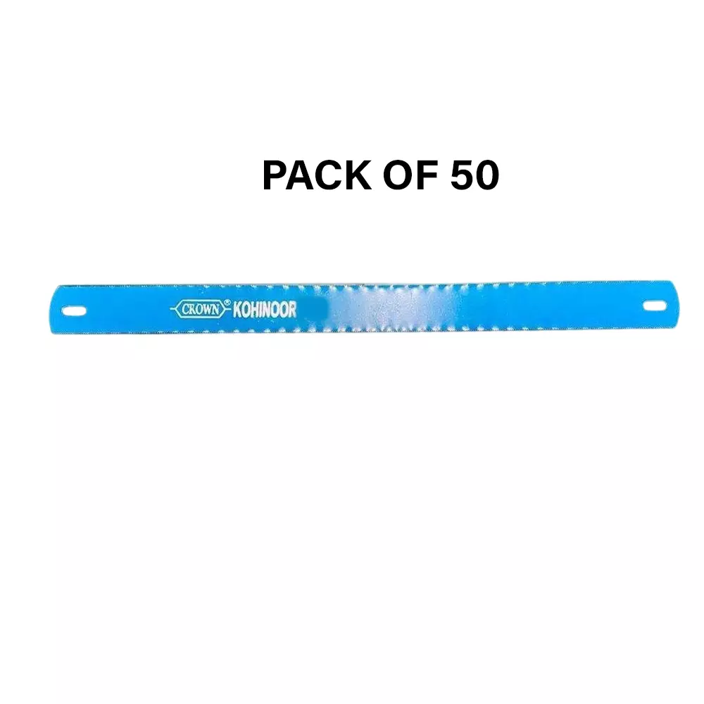 Crown Kohinoor Hacksaw Blades 14 TPI Blue Color 1 Inch (2.54 cm) Size C-62 for Industrial Use, (Pack of 50 Pcs)