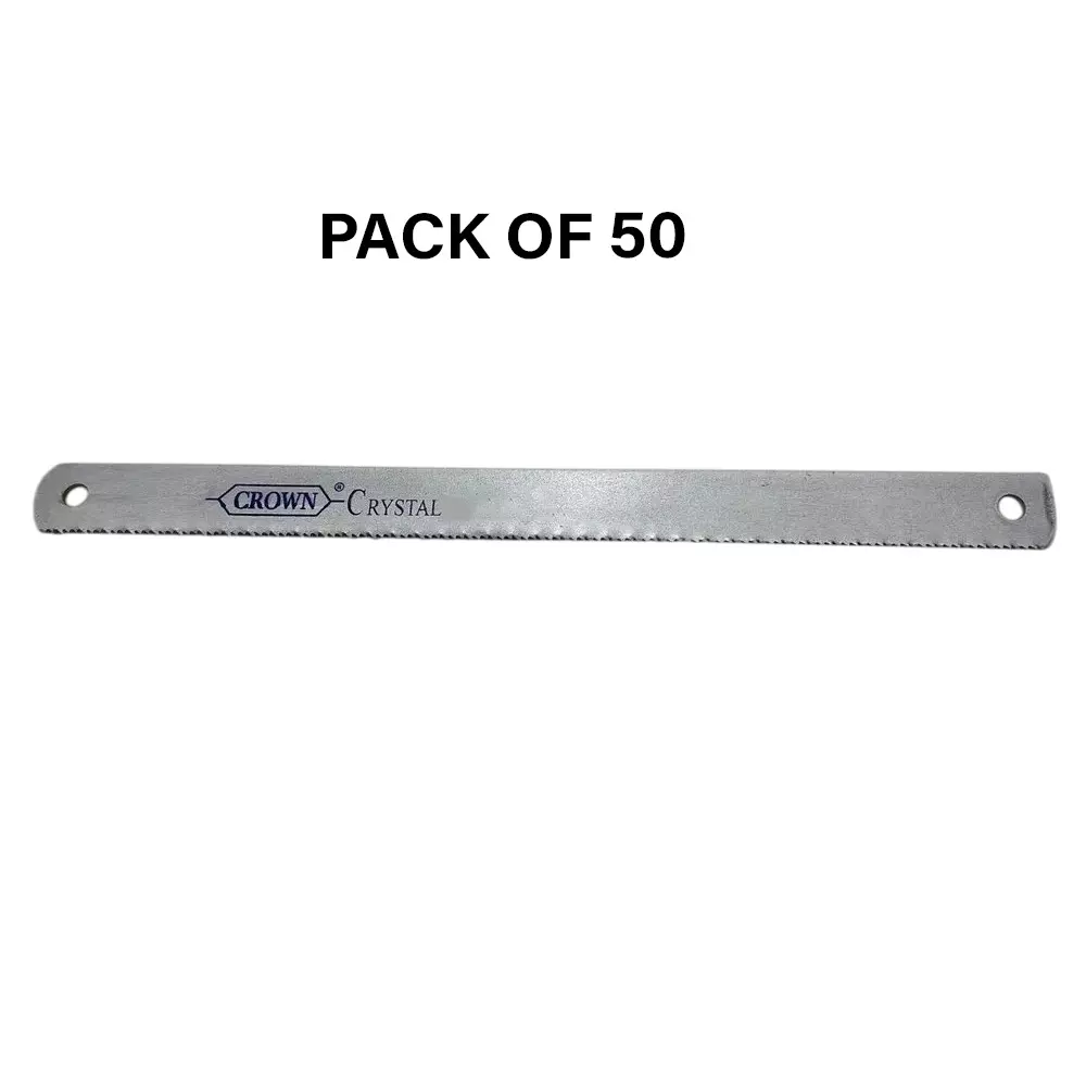 Crown Crystal Hacksaw Blades 24 TPI Silver Color 1 Inch (2.54 cm) Size HC-21 for Industrial Use, (Pack of 50 Pcs)