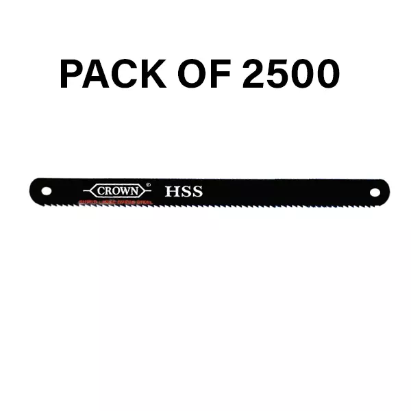 Crown HSS Hacksaw Blades 18 TPI Black 1/2 Inch (1.27 cm) Size M-2 for Industrial Use, (Pack of 2500 Pcs)