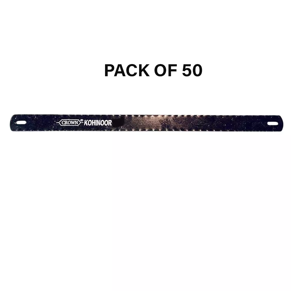 Crown Kohinoor Hacksaw Blades 24 TPI Black Color 1/2 Inch (1.27 cm) Size C-62 for Industrial Use, (Pack of 50 Pcs)