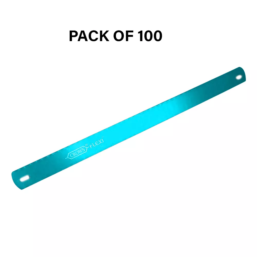 Crown Eco Flexi Hacksaw Blades 24 TPI Blue Color 1/2 Inch (1.27 cm) Size C-62 for Industrial Use, (Pack of 100 Pcs)