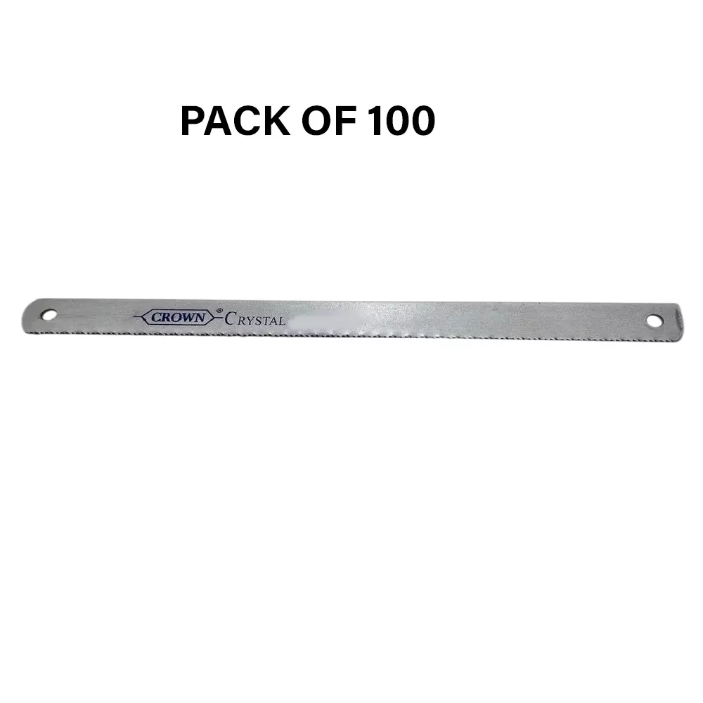 Crown Crystal Hacksaw Blades 14 TPI Silver 1/2 Inch (1.27 cm) Size HC-21 for Industrial Use, (Pack of 100 Pcs)