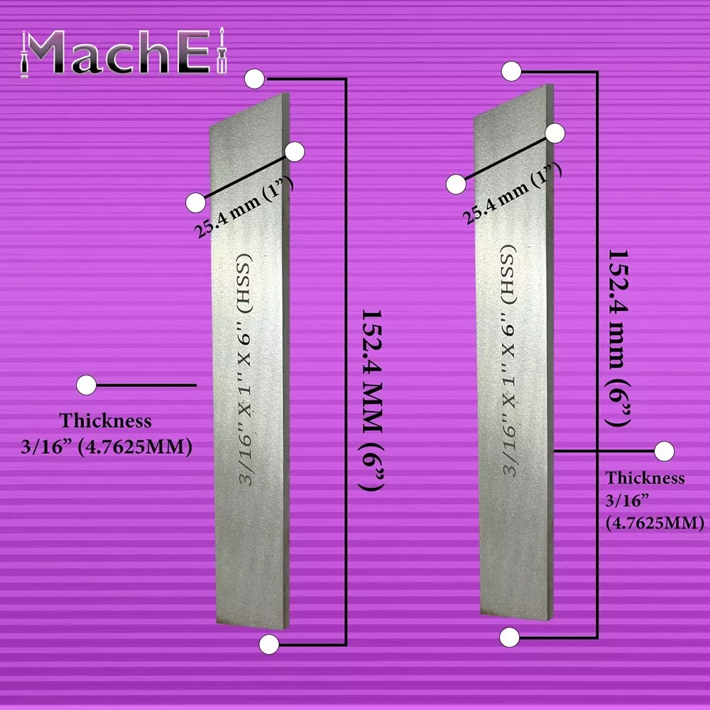 MachEl Hardened & Ground HSS Parting Tool Blades 3/16 inch (4.76 mm) x 1 inch (25.4 mm) x 6 inch (152 mm) (Set of 2 Pcs)