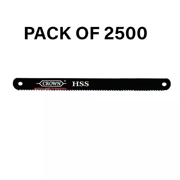 Crown HSS Hacksaw Blades 24 TPI Black Color 1/2 Inch (1.27 cm) Size M-2 for Industrial Use, (Pack of 2500 Pcs)