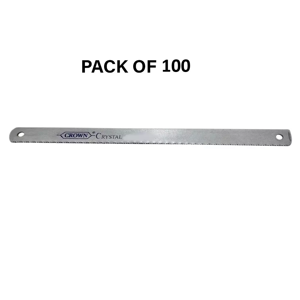 Crown Crystal Hacksaw Blades 14 TPI Silver Color 1/2 Inch (1.27 cm) Size HC-21 for Industrial Use, (Pack of 100 Pcs)
