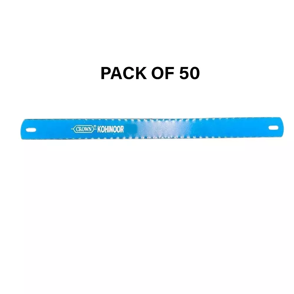 Crown Kohinoor Hacksaw Blades 18 TPI Blue Color 1 Inch (2.54 cm) Size C-62 for Industrial Use, (Pack of 50 Pcs)