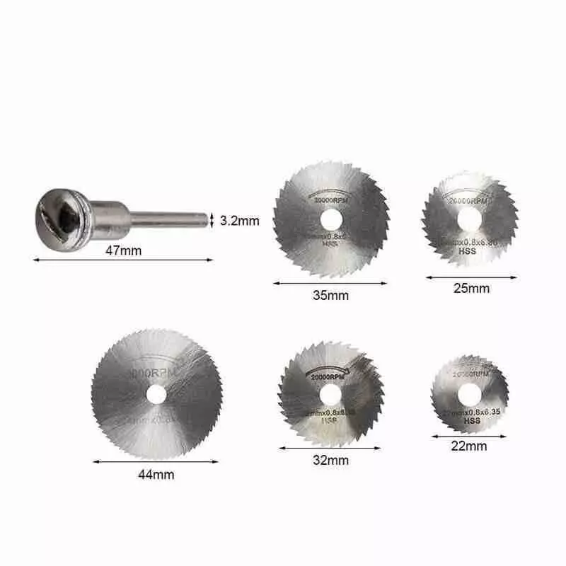 DY TOOLS Mini Wood Saw Blade Set High Speed Steel 22 to 44 mm Range (Pack of 6)