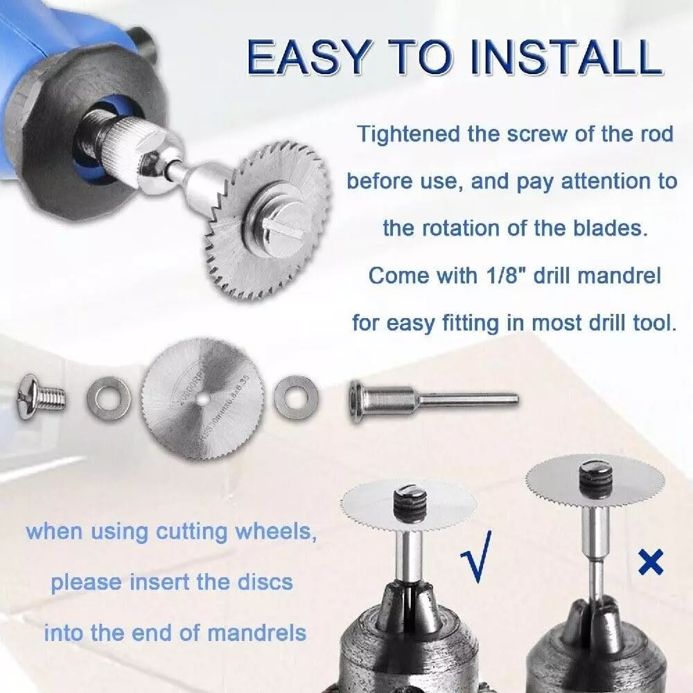 GENERIC 5 Pcs HHS Saw Blade 22-44 mm Dremel Rotary Wood Cutting Discs With 1 Pcs Mandrel 3.2 mm