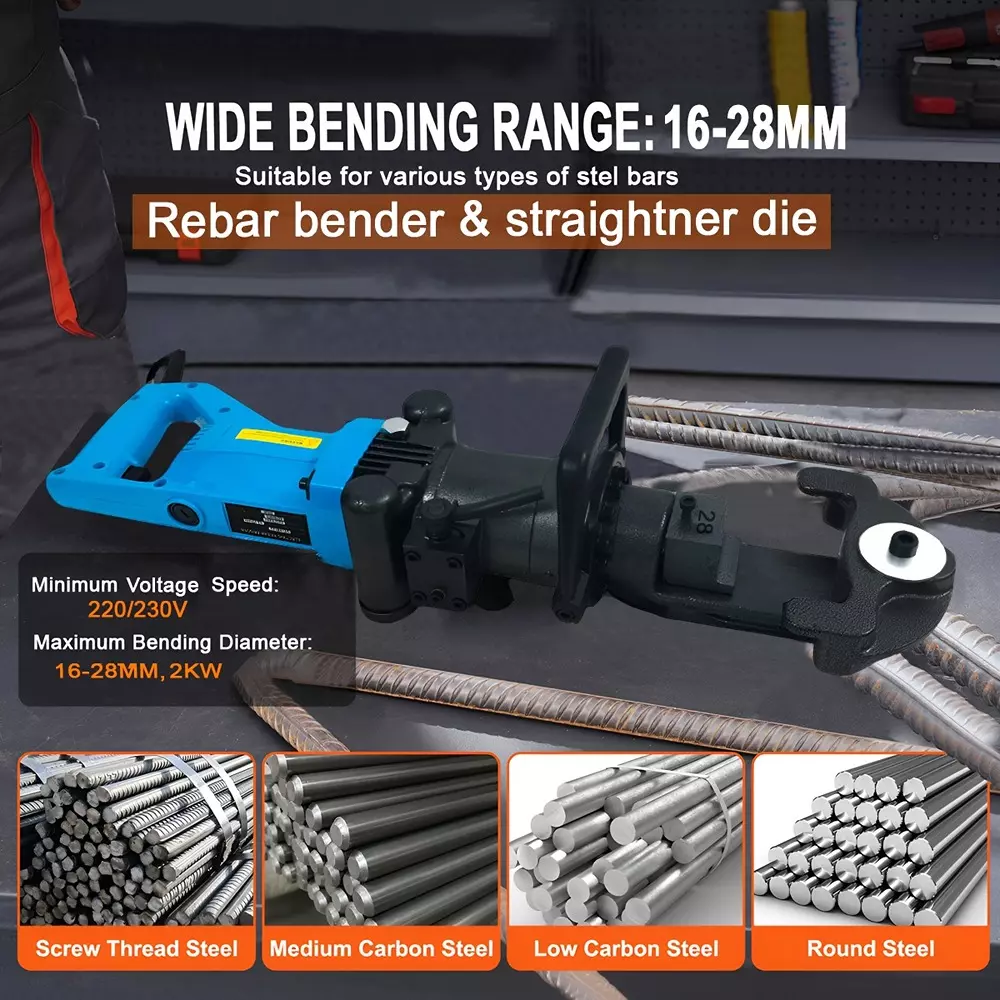 Voltz Hydraulic Rebar Bender & Straightener 2 kW Power Rating and 16 mm – 28 mm Dia. Bars, RB-28