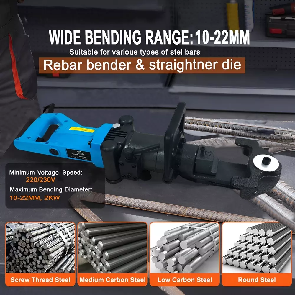 Voltz Hydraulic Rebar Bender & Straightener 1300 W Power Rating for 10 mm – 22 mm Dia. Bars, RB-22