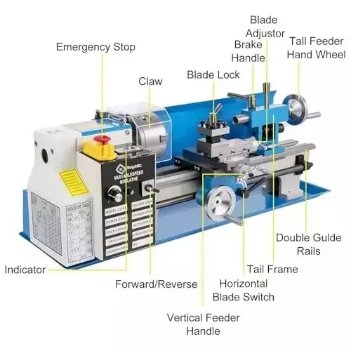 Buyohlic International CNC Mini Lathe Machine Bench Top Mount and Size 7x14 inch, NJ-4XF5-YJCS