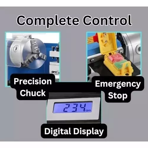 Buyohlic International CNC Mini Lathe Machine Bench Top Mount and Size 7x14 inch, NJ-4XF5-YJCS