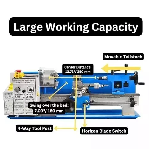 Buyohlic International CNC Mini Lathe Machine Bench Top Mount and Size 7x14 inch, NJ-4XF5-YJCS